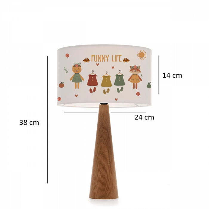 Opviq Lámpara de mesa multicolor de madera y tela